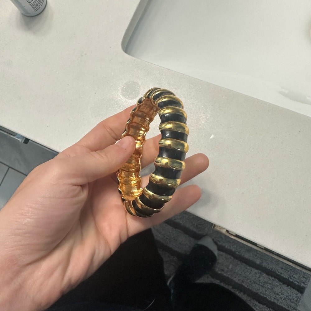 Kenneth jay lane bangle Gold and Black Chunky Bracelet